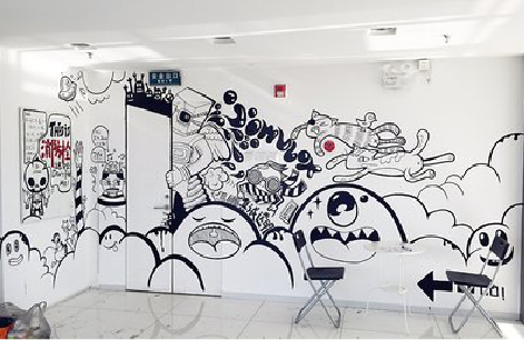 从江手绘墙并非传统涂鸦。